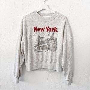 NWOT Abercrombie & Fitch cropped grey New York sweater, size Medium